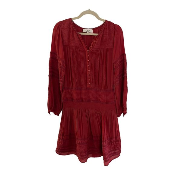Sea New York Size 4 Red Azzedine Mini Dress Long Sleeve Boho Peasant Flaw - Picture 4 of 16